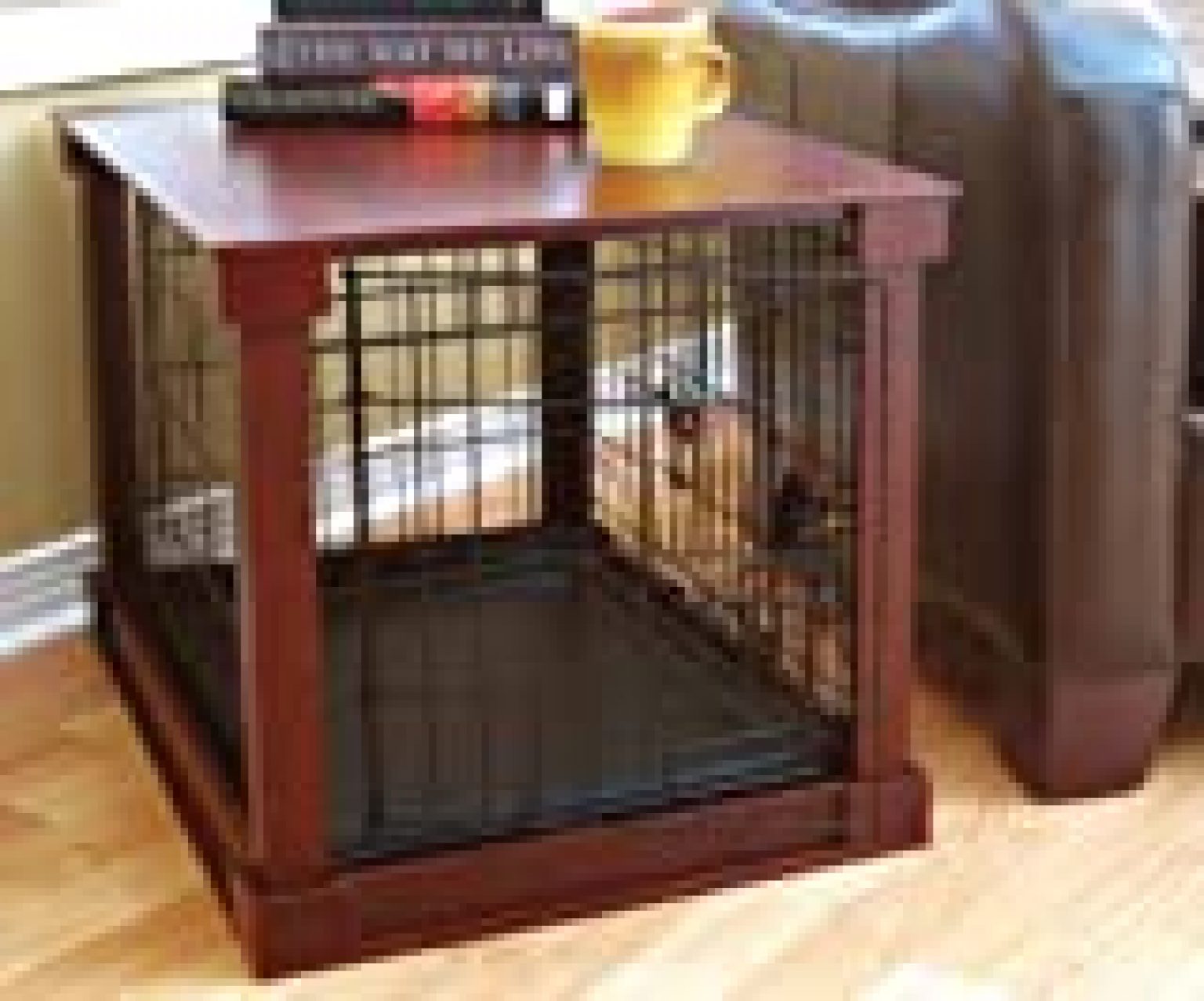 Indoor Wooden Mobile Dog Pet Cage with Crate Cover Side Panels Table Medium