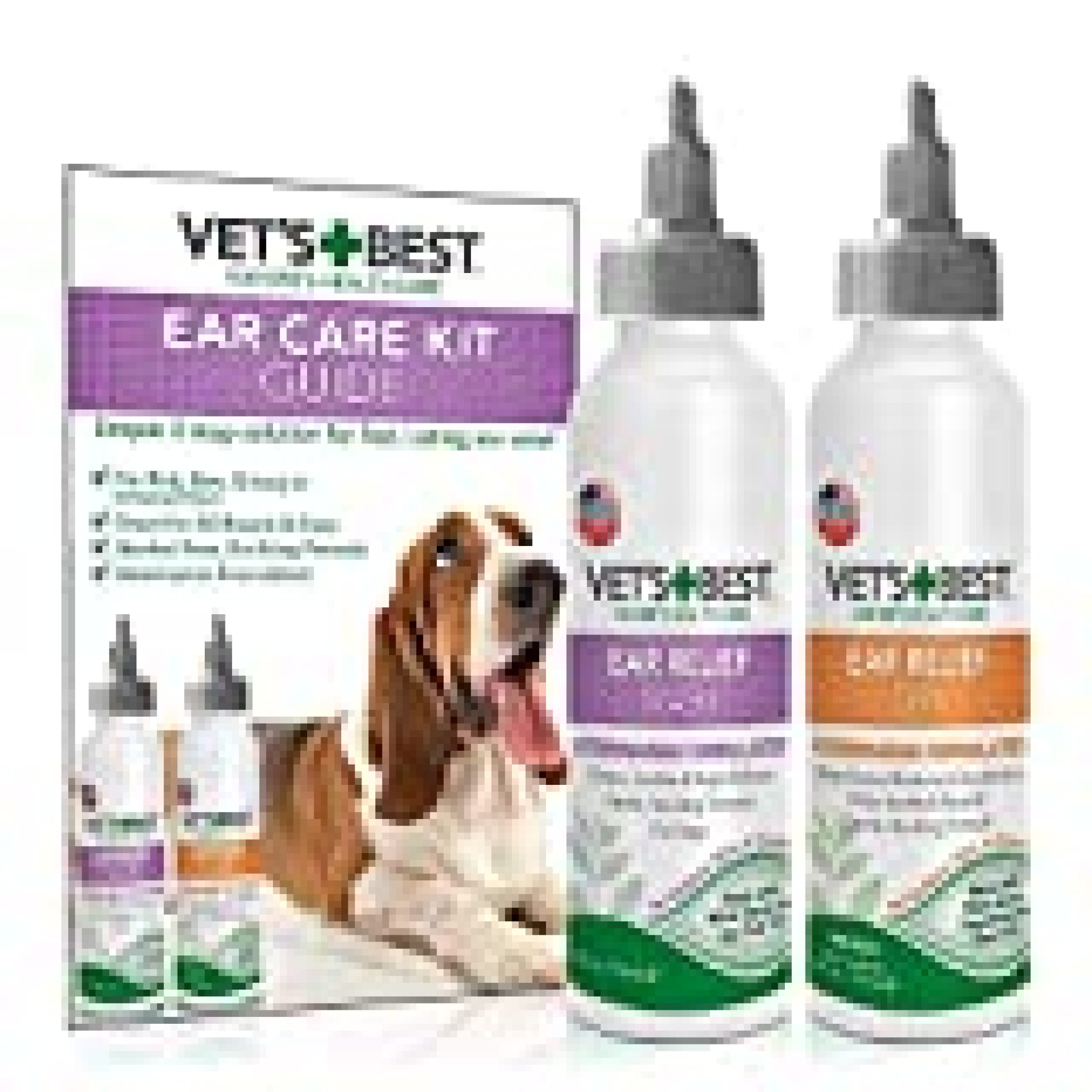 Vet's Best Dog Ear Cleaner Kit MultiSymptom Ear Relief Wash & Dry Treatment Alcoholfree