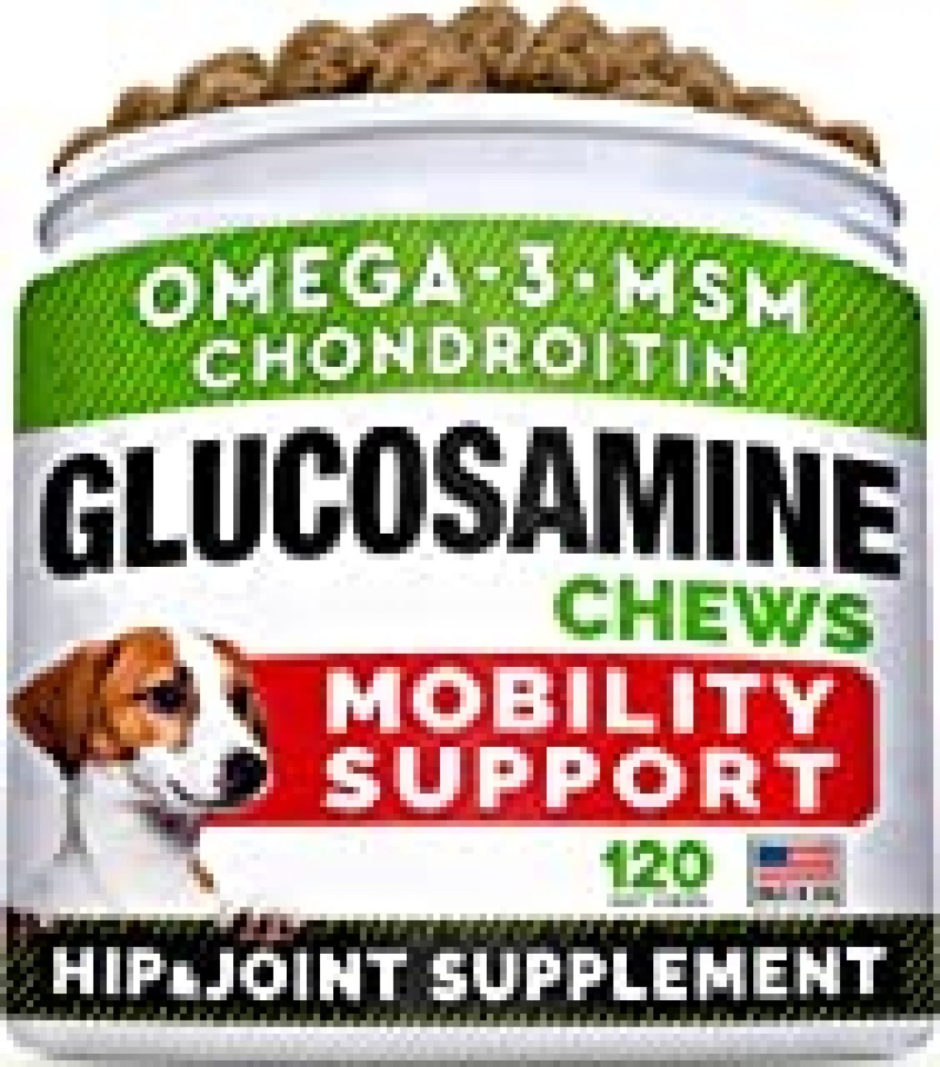 Glucosamine Treats for Dogs - Joint Supplement w/ Omega-3 Fish Oil - Chondroitin, MSM - Advanced