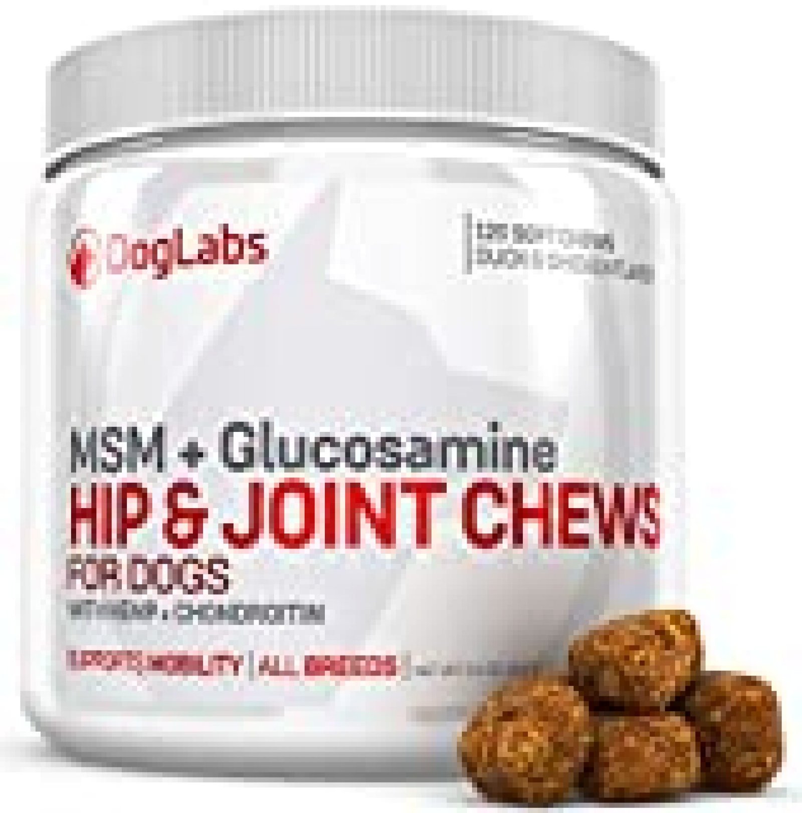 MSM Hip & Joint Chews for Dogs with Hemp, Glucosamine + Chondroitin - Supports Mobility - All