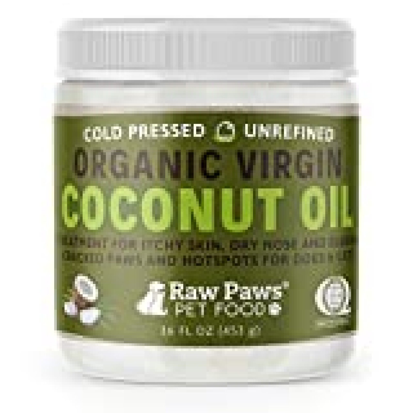 Raw Paws Organic Coconut Oil for Dogs & Cats, 16oz Treatment for