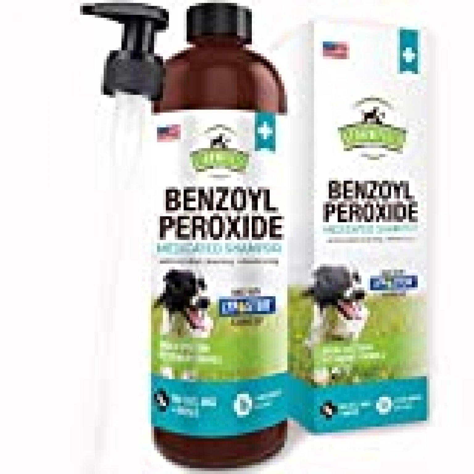 Benzoyl Peroxide Shampoo for Dogs, Cats, Sulfur - 16 oz - Medicated Dog Shampoo for Smelly Dogs