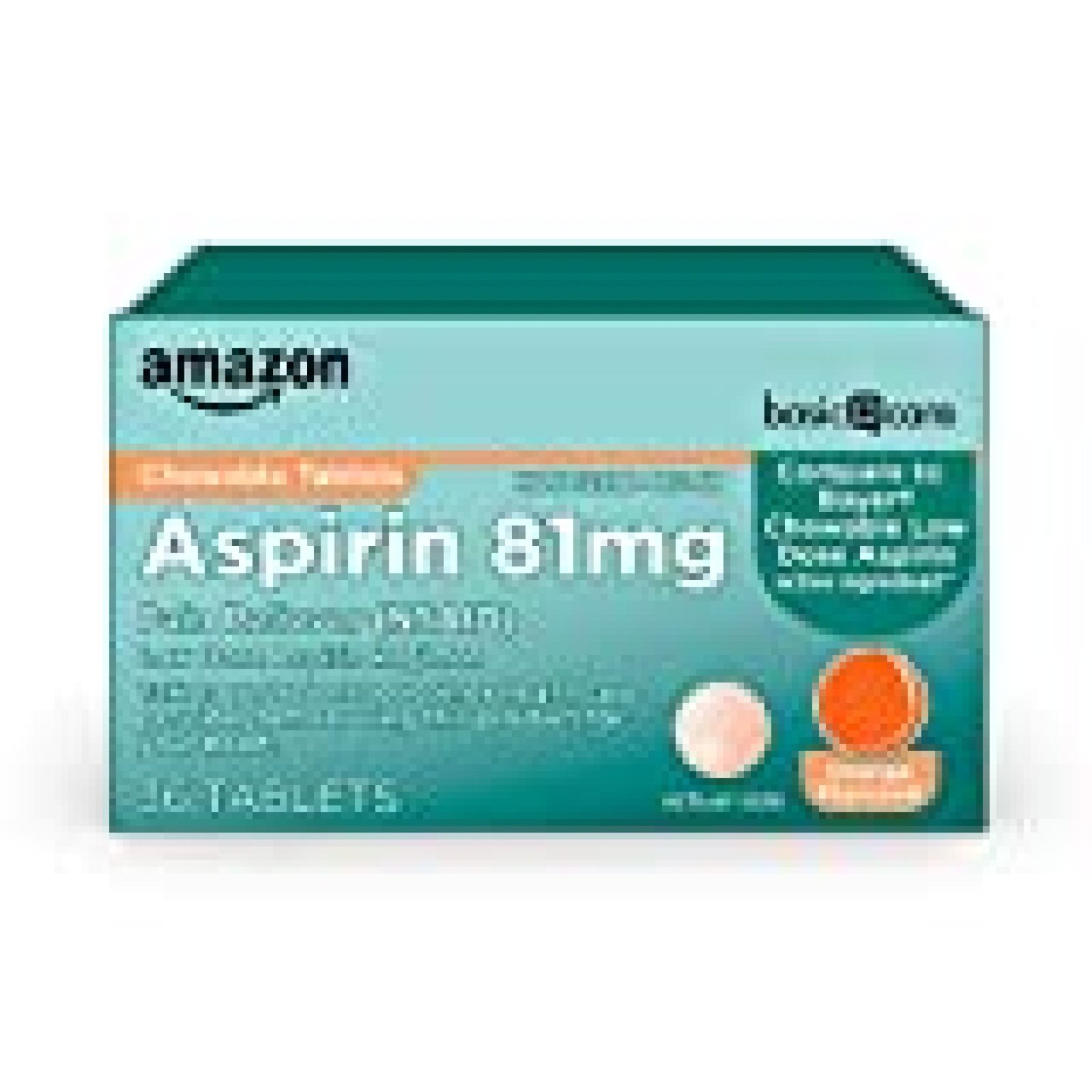 Amazon Basic Care Aspirin 81 mg Pain Reliever (NSAID) Chewable Tablets ...