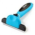 BOSHEL De-Shedding Dog Brush – Upgraded Easy Clean Dog Grooming Brush Reduces Shedding Up To 93% – Anti-Slip Handle – Stainless Steel Undercoat Deshedding Tool For Dogs & Cats of Long & Short Hair Pet