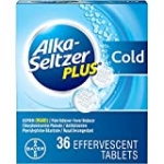 Alka-Seltzer Plus Cold Medicine, Sparkling Original Effervescent Tablets for Adults with Pain Reliever/Fever Reducer, Sparkling Original, 36 Count