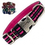 Black Rhino – Classic Striped Adjustable Dog Collar for Small Medium Large Breeds | 3m Reflective Threading | 4 Bright Colors – Matching Leashes Sold Separately (Pink Striped, Medium)