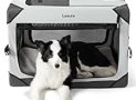 Lesure Collapsible Dog Crate – Portable Dog Travel Crate Kennel for Large Dog, 4-Door Pet Crate with Durable Mesh Windows, Indoor & Outdoor (Light Gray)