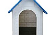 Outdoor Dog House with Door Plastic Water Resistant Puppy Shelter Pet House Room Kennel Carry Skylight Holes for Small To Midium Sizes Dogs Cats Easy to Assemble Perfect for Backyards (Blue)