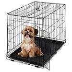 CAPHAUS Foldable Dog Crate Wire Metal Dog Kennel w/Leak-Proof Pan & Protecting Feet & Divider Panel, Single or Double Door, Small, Medium & Large Indoor Wire Cage, 24” w/Single Door