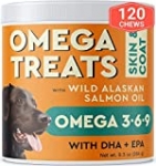 Pawfectchow Fish Oil Omega 3 for Dogs – Allergy Relief – Joint Health – Itch Relief, Shedding – Skin and Coat Supplement – Alaskan Salmon Oil Chews – Omega 3 6 9 – EPA & DHA Fatty Acids