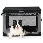Lesure Soft Collapsible Dog Crate – 36 Inch Portable Travel Dog Crate for Large Dogs Indoor & Outdoor, 4-Door Foldable Pet Kennel with Durable Mesh Windows (Black)