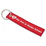 My Pet Is Home Alone Double Sided Embroidered Canvas Keychain
