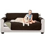 Sofa Shield Patented Couch Slip Cover, Large Cushion Protector, Reversible Stain and Dog Tear Resistant Slipcover, Quilted Microfiber 70” Seat, Washable Covers for Dogs Pets Kids, Chocolate Beige