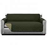 Sofa Shield Original Patent Pending Reversible Large Sofa Protector, Many Colors, Seat Width to 70 Inch, Furniture Slipcover, 2 Inch Strap, Couch Slip Cover Throw for Pet Dogs, Cats, Hunter Green Sage