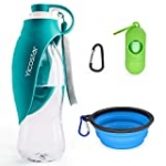 Yicostar Dog Water Bottle for Walking, 20 OZ Travel Pet Water Bottle with Collapsible Dog Bowl and Potty Waste Bag for Dogs, Portable Dog Water Dispenser for Hiking, Parking and Outdoor