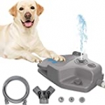 Dog Water Fountain Step on Dog Sprinkler Toy, Automatic Pet Drinking Fountain Paw Activated Dog Watering Dispenser with 3 Nozzles, 9.8ft Hose & 2-Way Splitter for Small Medium Large Dogs Outdoor Fun