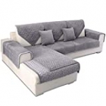 OstepDecor Sofa Cover, Quilted Sectional Couch Covers, Velvet Sofa Slipcover for Dogs Cats Pet Love Seat Leather L Shaped, Armrest Backrest Cover, Gray 28 x 28 Inches (2 Pieces/Not All Set)