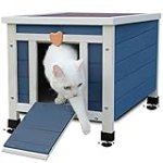 Rockever Outdoor Cat House,Outdoor cat Houses for Feral Cats Weatherproof Rabbit Hutch Small, Wooden Small Pet House and Habitats