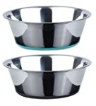 PEGGY11 No Spill Non-Skid Stainless Steel Deep Dog Bowls 50 Oz(6 Cups) Set of 2
