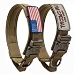Tactical Dog Collar with USA American Flag – Military Dog Collar Thick with Handle – Heavy Duty Nylon K9 Collar Adjustable Metal Cobra Buckle for Medium Large Dogs M L XL Chew Proof with 2 Patches