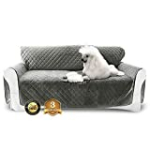 Luxe Pets Premium Luxury Sofa Cover for Dogs Cats Color Options Waterproof, Five Pockets Silicone Non-Slip Bottom, Seat Anchors, Adjustable Velvet Furniture Protector (Fog)