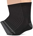 Fruit of the Loom Men’s Dual Defense Crew Socks 12 Pair, black/Grey, Shoe Size: 6-12