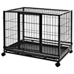 AmazonBasics Heavy Duty Stackable Pet Kennel on Wheels with Tray, 36-inch