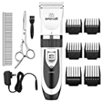 oneisall Dog Shaver Clippers Low Noise Rechargeable Cordless Electric Quiet Hair Clippers Set for Dogs Cats Pets (White)
