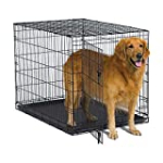 New World 42″ Folding Metal Dog Crate, Includes Leak-Proof Plastic Tray; Dog Crate Measures 42L x 30W x 28H Inches, Fits Large Dog Breeds