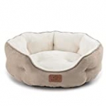Bedsure Round Cat Bed for Indoor Cats Clearance, 20 inch Small Dog Bed for Puppy and Kitties with Slip-Resistant Bottom, Plush Flannel Pet Supplies, Camel