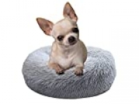 Extra Small Dog Bed Cute Grey Dog Bed Washable 19 inches Donut Fluffy Small Pet Beds,Calming Anti Anxiety Round Fits up to 10 lbs Soft Warm Pets Beds for Puppy Dogs Indoor