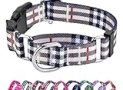 Hikiko Dog Collar for Small Medium Large Dogs, Adjustable Nylon Martingale Collars with Quick Release Buckle (Beige Plaid,M)