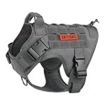 OneTigris Adjustable Tactical Dog Harness with Handle Full Body Dog Vest for Hiking Training Outdoor(Grey,Small)