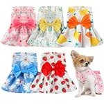 5 Pieces Dog Dresses for Small Dogs Girls Floral Puppy Pet Princess Bowknot Dress Cute Doggie Summer Outfits Clothes Yorkie Female Cat Pets, Styles(Small)