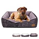 Coohom Rectangle Washable Dog Bed,Warming Comfortable Square Pet Bed Simple Design Style,Durable Dog Crate Bed for Medium Large Dogs (25 INCH, Black)