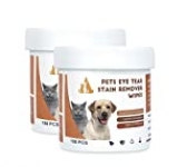 QUTOP 300 Count Eye Tear Stain Remover Wipes for Pets, for Dogs & Cats Eye Crust Treatment Wipes Natural Soaked Cotton Pads