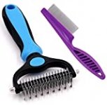 Dematting Tool, 2 Sided Undercoat Rake, Grooming Comb to Remove Tangles and Knots for Long or Medium Haired Dogs and Cats