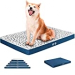 KROSER 24″/30″/36″/42″/48″ Reversible Dog Bed (Cool&Warm) Stylish Pet Mattress Bed with Water Absorbing & Waterproof Linings, Removable Machine Washable Cover, Firm Support Pet Mat for Dogs 25-110lbs