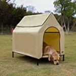 AmazonBasics Elevated Portable Pet House, Medium (43 x 35 x 30 Inches), Khaki
