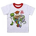 Disney Boy’s Toy Story Tee Shirt Set with Woody, Buzz Lightyear and Rex Front to Back Print, Grey, Size 4T