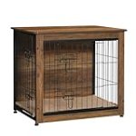 DWANTON Dog Crate Furniture with Cushion, Wooden Dog Crate with Double Doors, Dog Furniture, Dog Kennel Indoor for Small/Medium/Large Dog，End Table, Small, 27.2″ L, Warm Brown