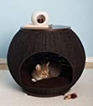 The Refined Canine Igloo Deluxe Pet Bed, Durable Poly Faux Rattan Bed, End Table, for Cat and Dogs with Soft Cushion, Espresso (IGL-FR-DX-ES-AMZ)