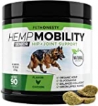 Senior Hemp Mobility – Hip & Joint Supplement for Senior Dogs – with Hemp Oil & Hemp Powder, Glucosamine, Collagen, MSM, Green Lipped Mussel, Dog Treats Improve Mobility, Reduces Discomfort – Chicken