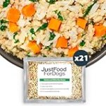 JustFoodForDogs Frozen Fresh Dog Food, Complete Meal or Dog Food Topper, Chicken & White Rice Human Grade Dog Food Recipe, 18 oz (Pack of 21)