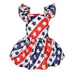 Fitwarm 4th of July Dog Dress, Patriotic Stars Dog Clothes for Small Dogs Girl, Ruffled Dog Princess Dress, Pet Outfit, Red, Blue, White, XS