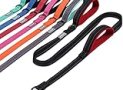 VIVAGLORY Traffic Handle Dog Leashes, Two Padded Soft Handles Strong Dog Leash, Reflective & Metal Hook Training Dog Lead, Black