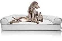 Furhaven Pet Dog Bed – Orthopedic Quilted Traditional Sofa-Style Living Room Couch Pet Bed with Removable Cover for Dogs and Cats, Silver Gray, Jumbo