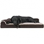 Furhaven Pet Dog Bed – Deluxe Orthopedic Two-Tone Plush and Suede L Shaped Chaise Lounge Living Room Corner Couch Pet Bed with Removable Cover for Dogs and Cats, Espresso, Jumbo