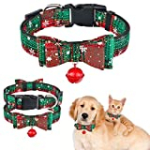 Christmas Dog Collar,Classic Plaid Snowflake Pattern Dog Pet Puppy Cat Collar with Bow Tie and Bells,Adjustable Collars for Small Medium Large Dogs and Cat