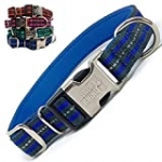 Black Rhino – Classic Striped Adjustable Dog Collar for Small Medium Large Breeds | 3m Reflective Threading | 4 Bright Colors – Matching Leashes Sold Separately (Blue Striped, Large)
